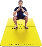 Karma Fitness Large Exercise Mat 183x80x10mm TPE Yellow Carry Bag