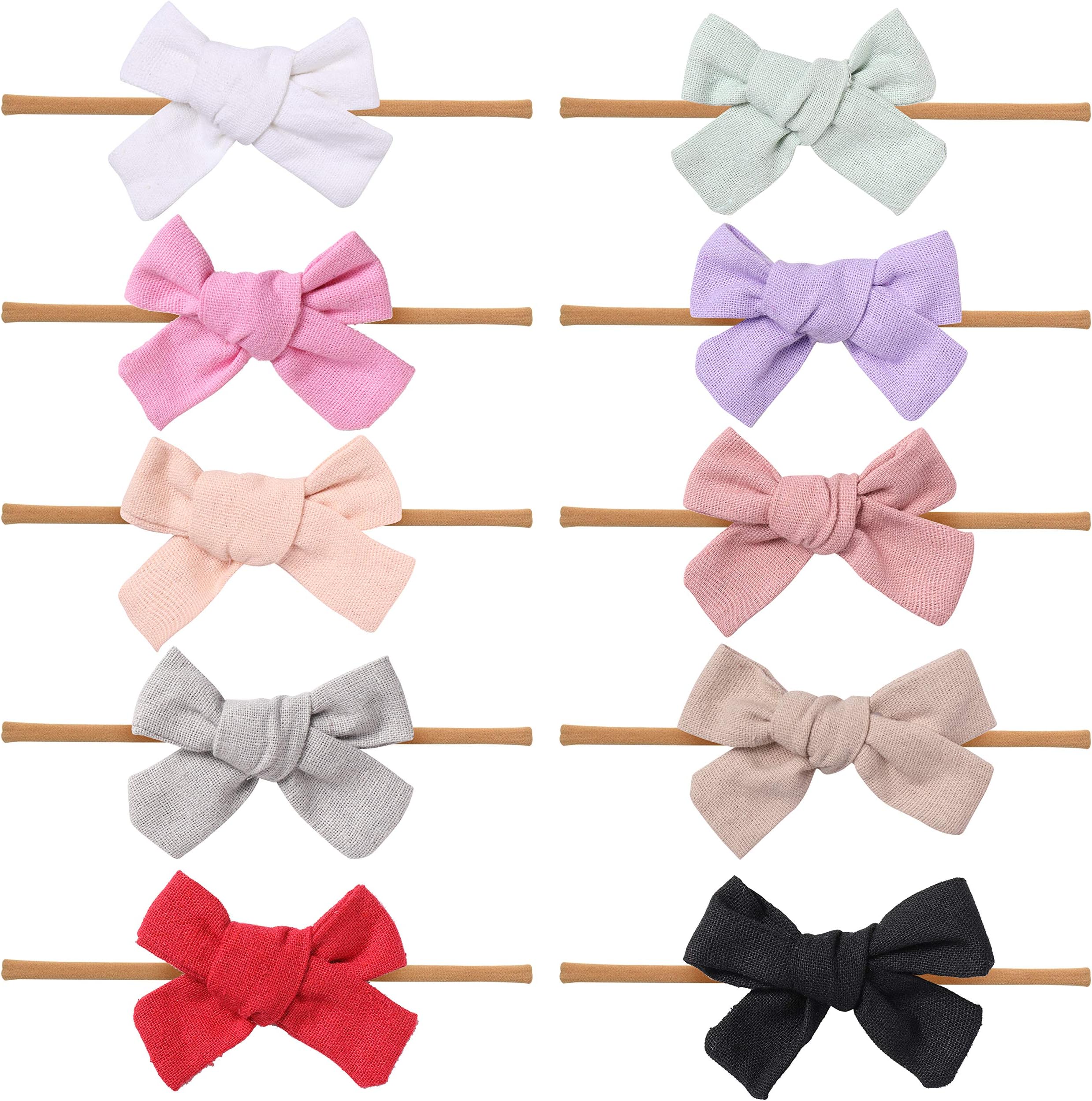 Baby Girl Headbands and bows - Nylon Headband Fits newborn toddler infant girls