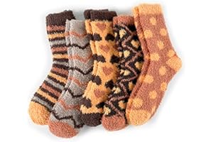 TEHOOK 5 Pairs Warm Soft Cozy Fluffy Fuzzy Socks for Fall Halloween Christmas Gifts