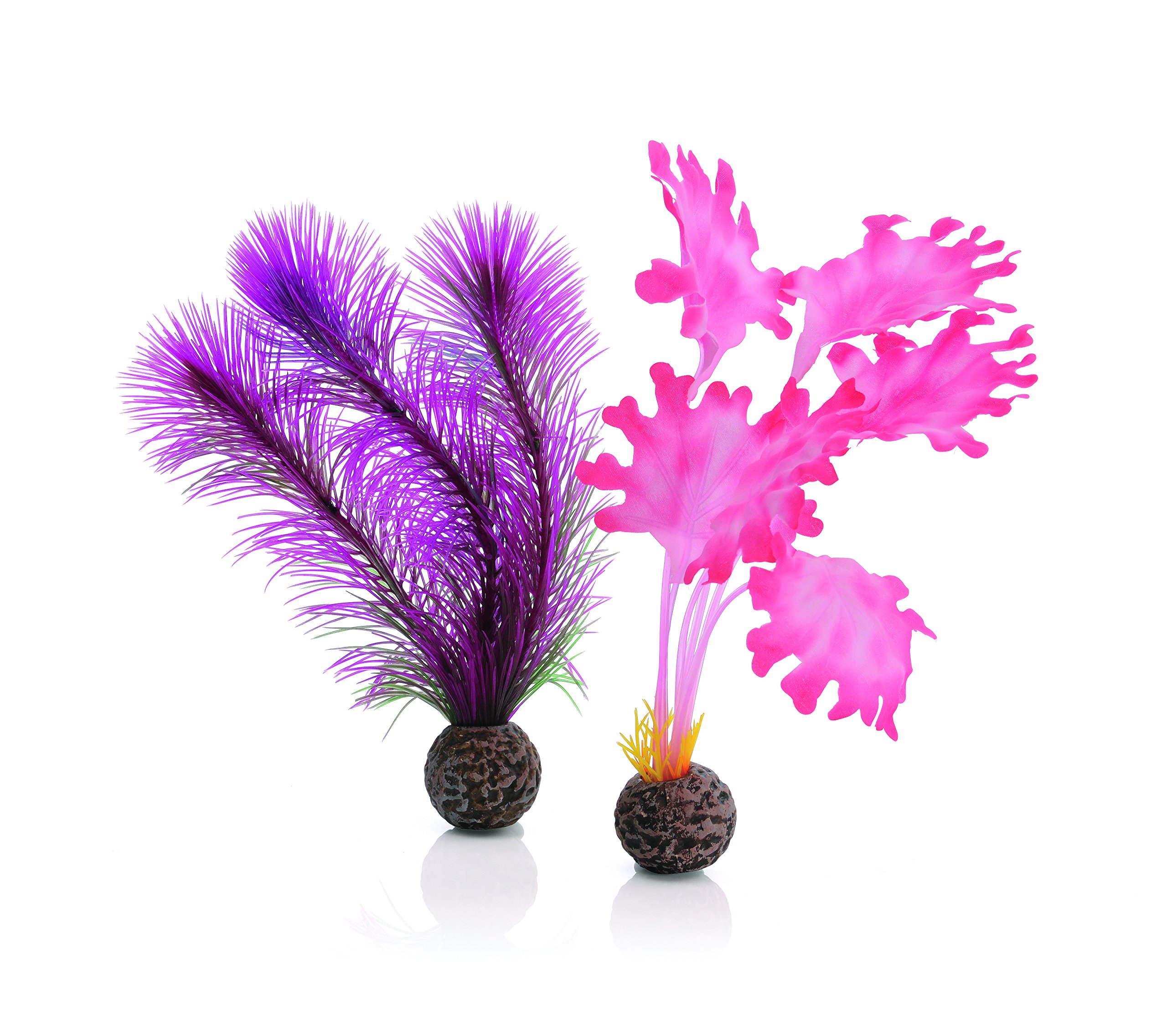 biOrb Fish Tank Decorations, Pink Seaweed With Weighted Balls, 2 x Aquarium Plants (Small), Artificial Fish Tank Plants To Add A Pop Of Colour, Natural-Looking Aquarium Decor For A Scenic Background