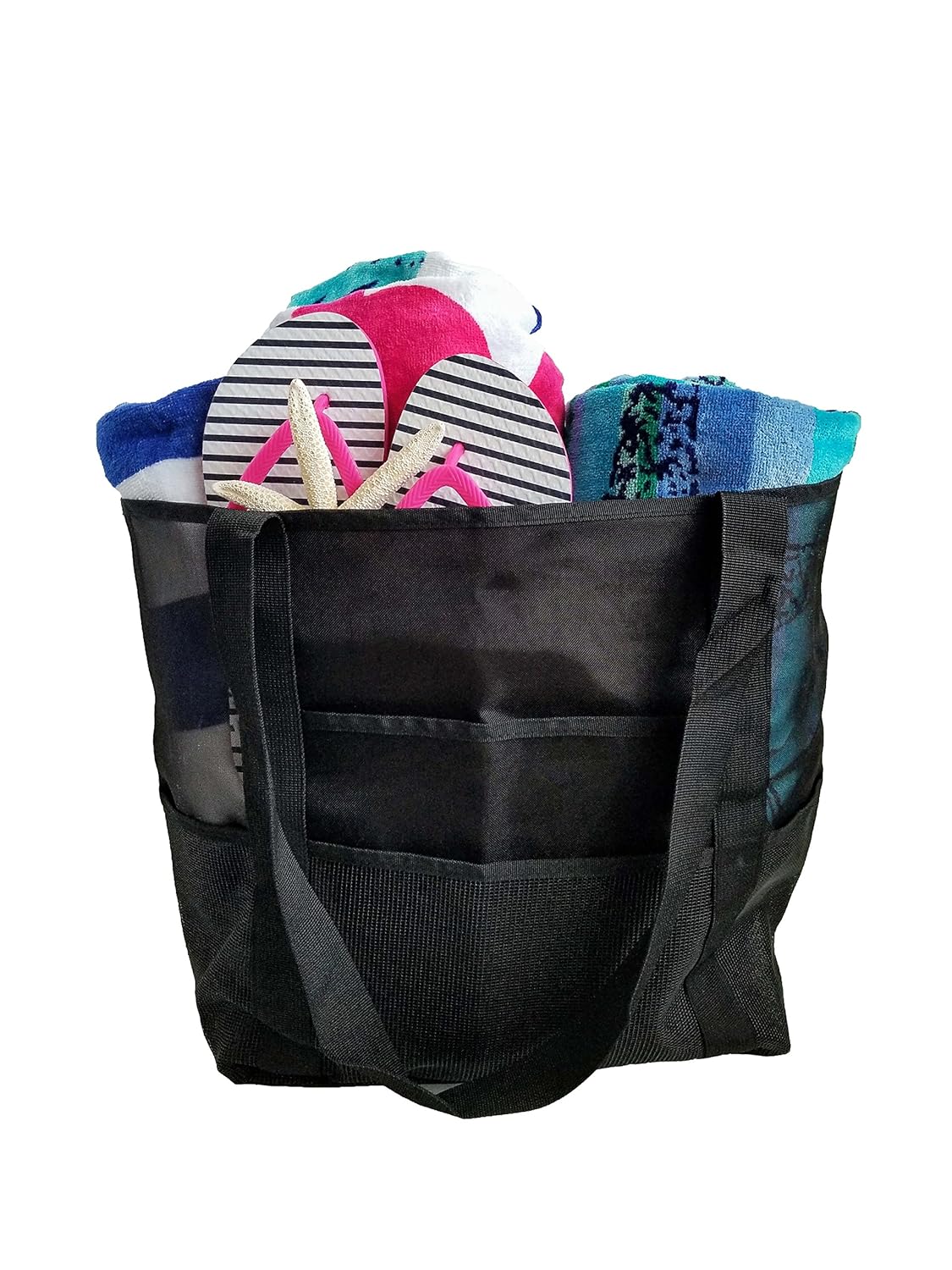 Beach Bag Mesh Style With Outer Pockets