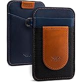 POCKT Card Holder Wallet For Men and Women - Slim Minimalist Front Pocket Wallet Elastic Credit Card Holder Genuine Leather RFID Blocking Card Case Wallets