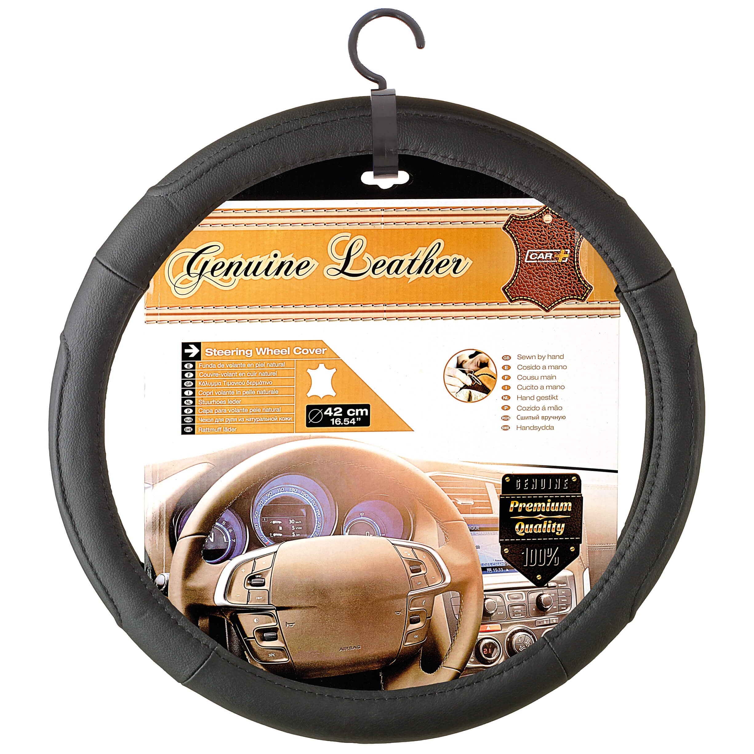 CAR+ 2505VANN Van Steering Wheel Cover, 42 cm Diameter, Black