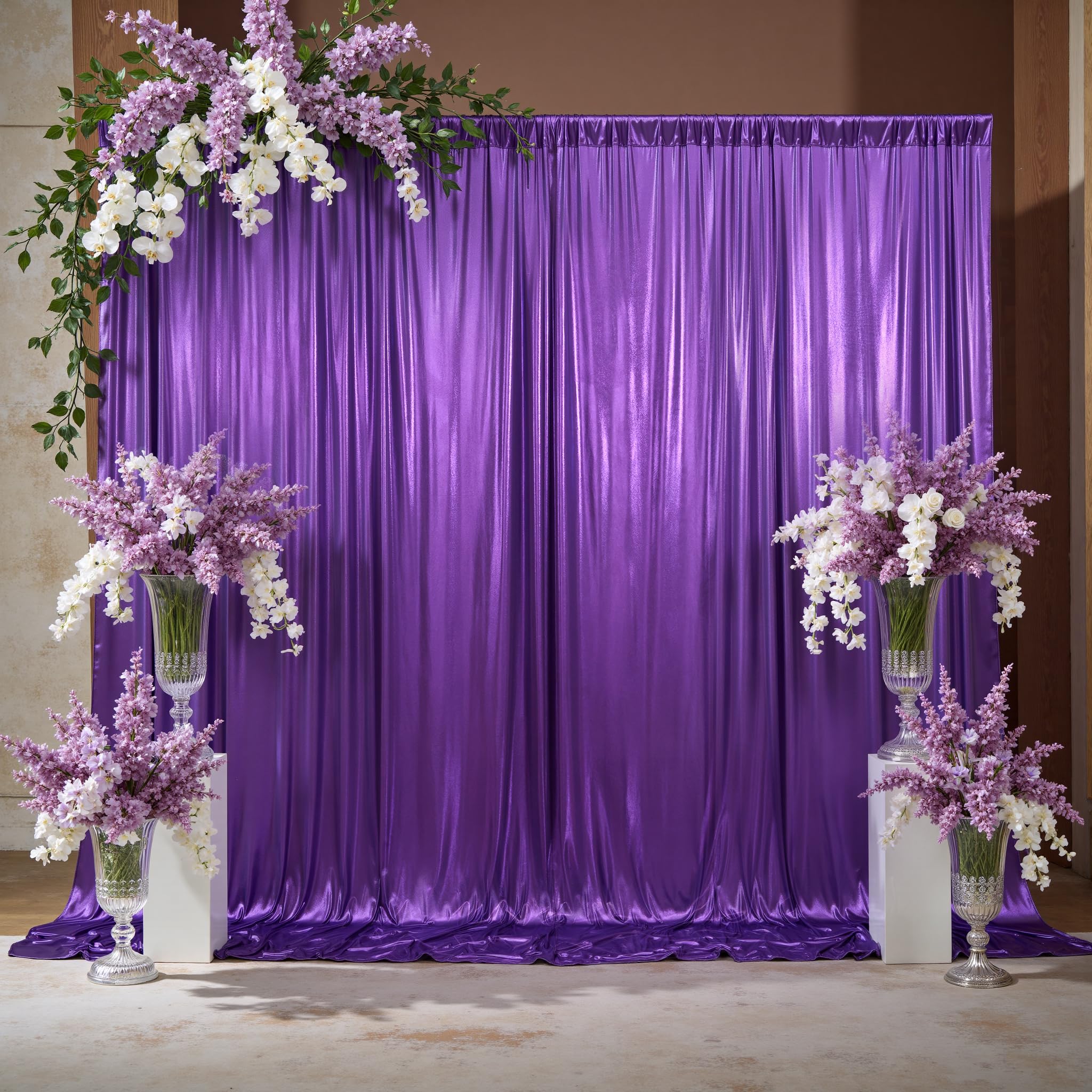 Photo 1 of 10x10ft Thick Purple Glitter Backdrop Curtain Panels for Parties, Wrinkle Free Sequin Sparking Photo Backdrop Drapes, 2 Panels 5x10ft Shimmer Back Drop Cloth for Wedding Birthday Photography