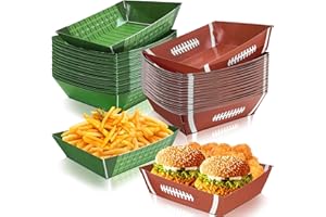 Sawowkuya 36Pcs Football Party Supplies Food Boats Paper Disposable Serving Trays Bowls for Birthday Sport Game