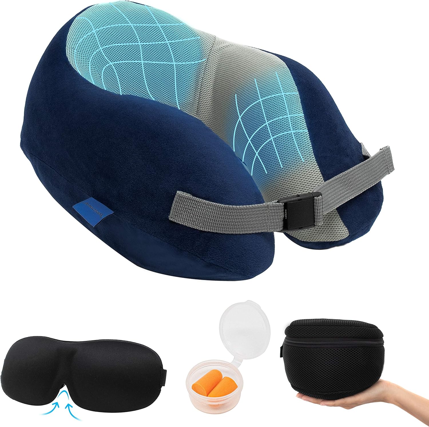 SWEET SIESTA - New AIR Feature - Memory Foam Travel Pillow with Vertical Adjustment - Travel Pillow - Support Travel Neck Pillow - Long Flight Airplane Pillow - Best Travel Pillows for Airplanes: Kitchen & Dining