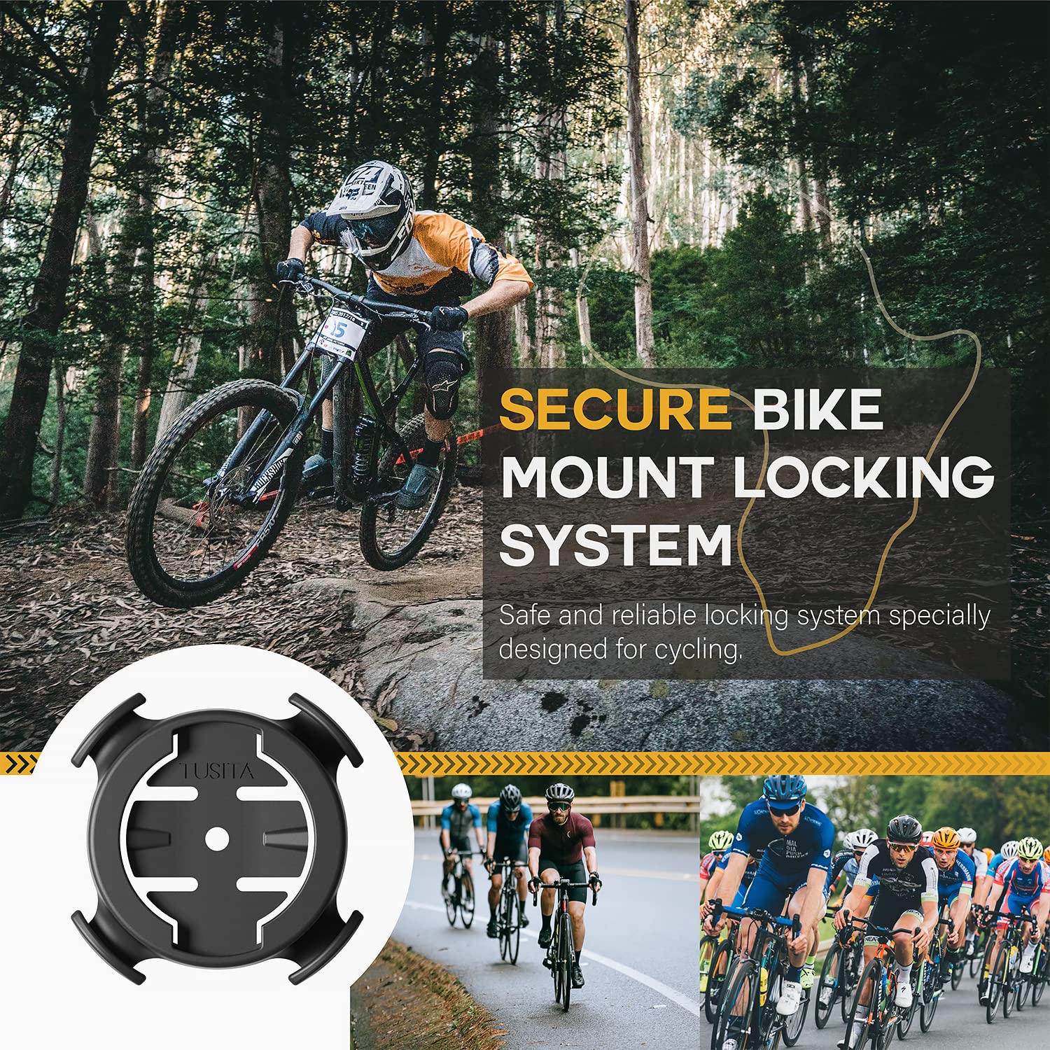 TUSITA 2 in 1 Bike Mount Quick Release, Quarter Turn Compatible with Garmin Edge GPS Computer, iPhone 14 13 12 Pro Max, Samsung Galaxy Note 20 S21 Ultra All 4.7