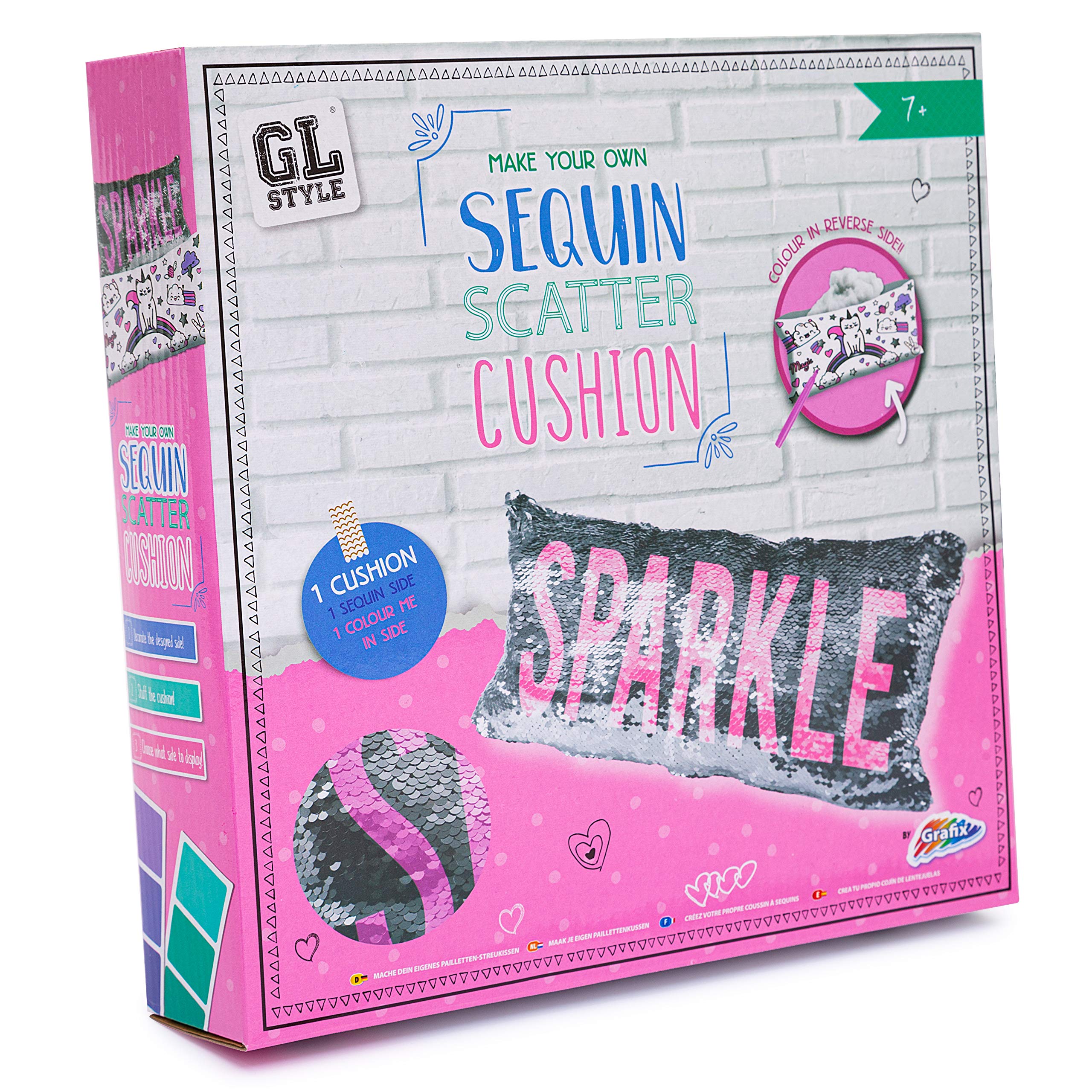 GrafixDesign Your Own Sequin Throw Cushion, 6 Count (Pack of 1)