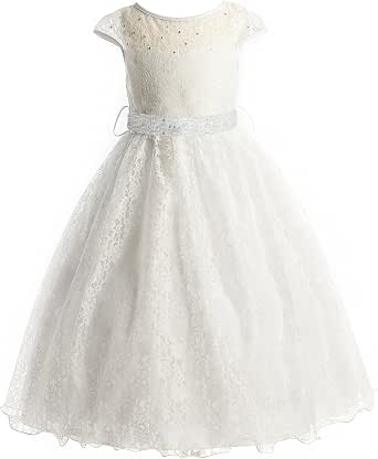 Amazon.com: Blanco o Marfil Encaje Peek-A-Boo Corpiño Comunión Vestido de  niña de flores 2-20 : Ropa, Zapatos y Joyería