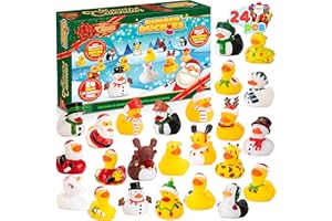JOYIN 2025 Christmas Advent Calendar Ducks, 24 Days Christmas Countdown Rubber Ducks for Boys Girls Toddlers Kids, Xmas Party Favor Gifts, Rubber Ducky Bath Toys, Kids Xmas Fun Gifts