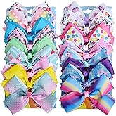 18 Pcs 5 Inch Hair Bows for Girls,Colorful Rainbow Heart Girls Hair Bows Grosgrain Ribbon Hair Bow With Alligator Clips for Toddlers Little Girl Children Kids Teens