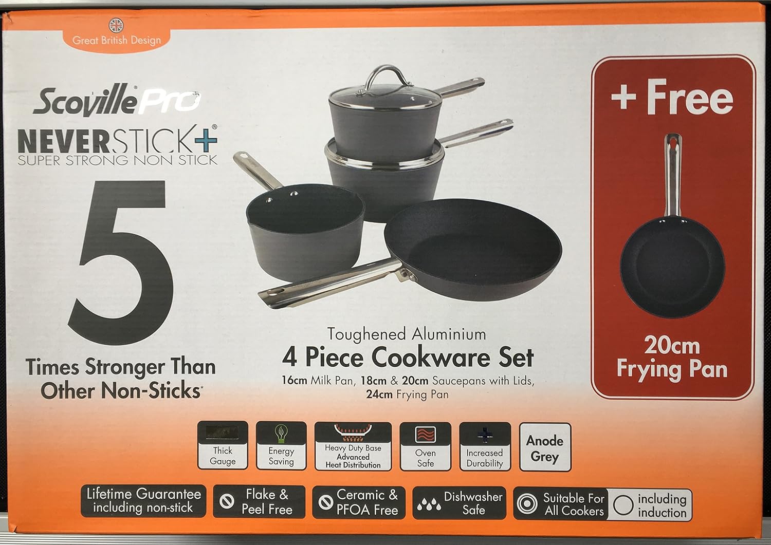 Scoville Pro 4 Piece + Free Frying Pan Cookware Set BigaMart