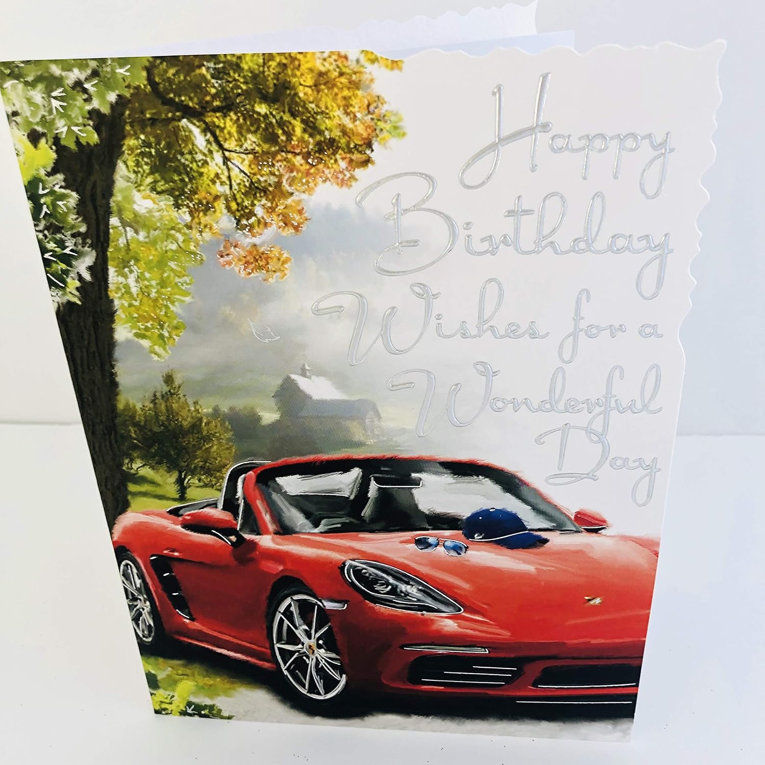 Jonny Javelin Male Happy Birthday Wishes for A Wonderful Day Card - Red Sports Car, 145mm x 194mm - Image 4