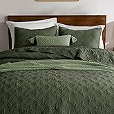 WDCOZY 100% Cotton Oversized King Quilt Set - Olive Green California Cal King Size Soft Lightweight Modern Bedspread, Farmhouse Country Rustic Coverlet, Textured Like Linen, Shabby Chic Bedding