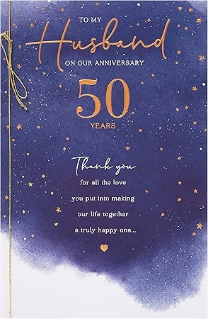 Amazon Com Uk Greetings Husband 50th Wedding Anniversary Card Golden Wedding Anniversary Card Romantic Message Inside 625109 0 1 Office Products