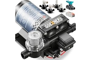 2026 Upgraded RV Water Pump, 12V 6.0 GPM High-Flow, Ultra-Quiet 70 PSI Self-Priming Diaphragm Pump with Adjustable Pressure S