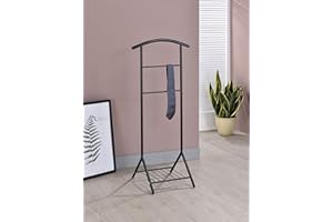 KB Designs - Suit & Tie Freestanding Valet Stand Clothing Organizer Rack, Black