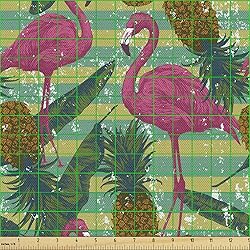 Ambesonne Flamingo Fabric by The Yard, Tropical
