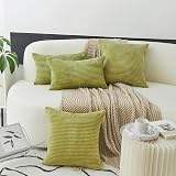 Home Brilliant Grass Green Corduroy Cushion Covers 50x50 cm Pack of 2 view 3