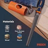 PRESCH File Half-Round 200mm Metal Wood Plastic H2 Cross Cut Soft Grip view 7