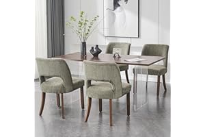 VKNOW Wooden Dining Chairs Set of 4, Modern Fabric Upholstered Dining Room Chair Kitchen Chairs, Farmhouse Dinner Chair for Kitchen Dining Room, Green