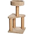 Amazon Basics Cat Tree Indoor Climbing Activity Cat Tower with Scratching Posts, Medium, 15.7 x 31.5 Inches, Beige
