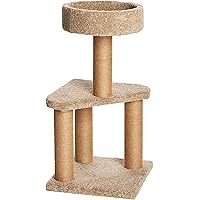 Amazon Basics Cat Tree Indoor Climbing Activity Cat Tower with Scratching Posts, Medium, 15.7 x 31.5 Inches, Beige