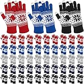 Handepo 50 Pairs Winter Gloves Bulk Knit Stretchy Warm Touchscreen Gloves Multicolor for Men Women Running Cycling Driving