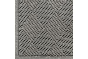 M+A MATTING WaterHog Diamond | Commercial-Grade Entrance Mat with Fabric Border – Indoor/Outdoor, Quick Drying, Stain Resistant Door Mat (Medium Grey, 4' x 8.4')