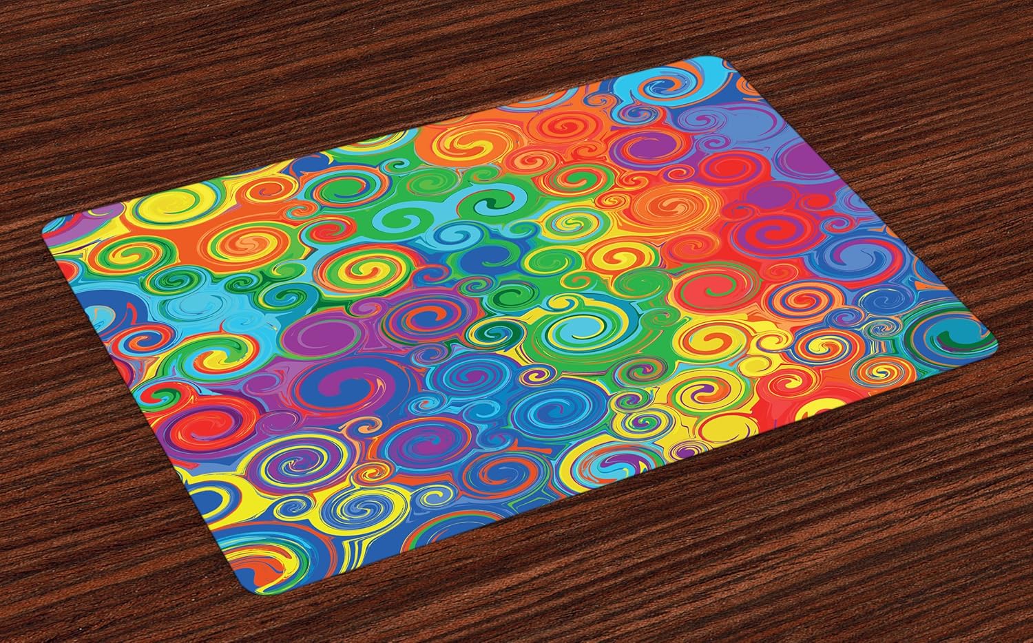 Lunarable Abstract Place Mats Set of 4, Abstract Rainbow