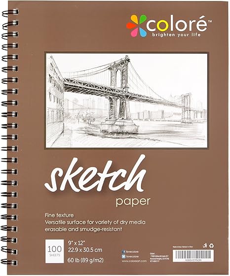 Colore Sketch Pad Durable Sketching Paper And Notebook Material Great For Drawing With Colored Pencils 9x12 Spiral Sketchbook Perfect Art Book