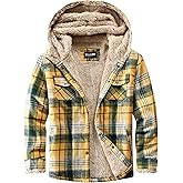 Elesuit Women's Fleece Flannel Jacket Plaid Sherpa Lined Jacket Long Sleeve Button Down Hooded Jackets for Women