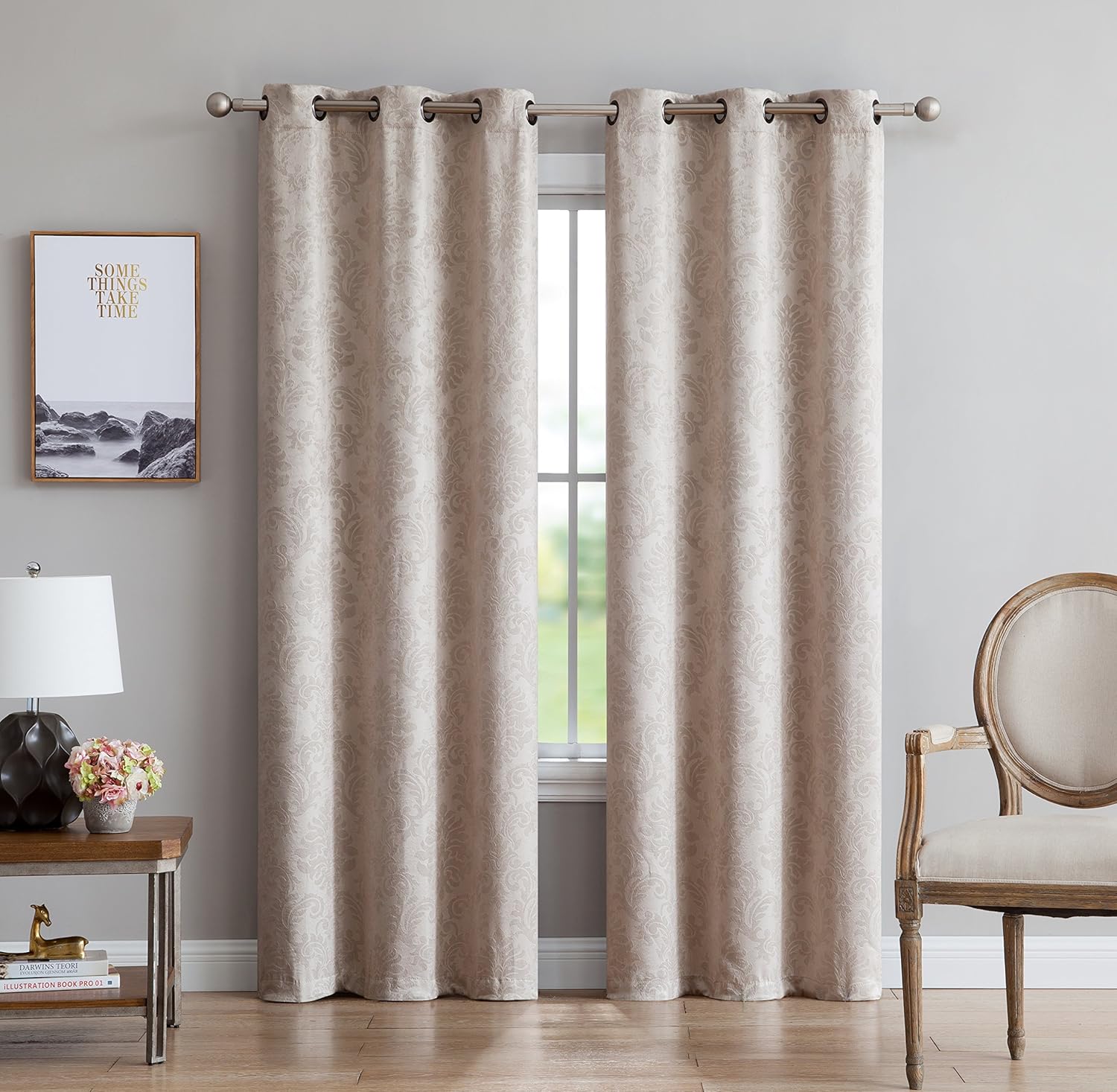 AsaTex Loretta - 1 Embossed Patio Extra Wide Curtain Panel with 16 Grommets - Thermal Weaved Blackout - Noise Reduction Fabric - Ideal for Sliding and Patio Doors (Patio 102 W x 84, Charcoal)