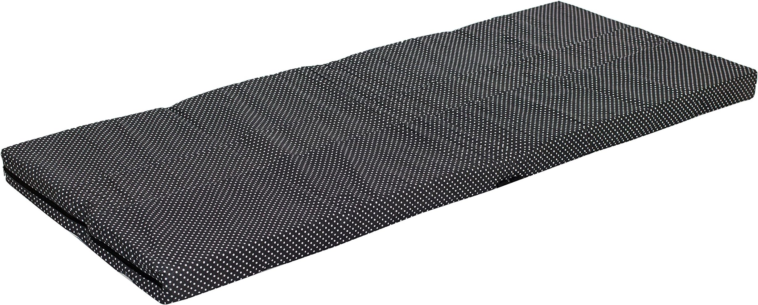 Corner Housewares iBED 3" Thick Cot Sized Extra Comfortable Foldable Easy to Store Memory Foam Mattress for Guest Beds, Black/Polka Dot