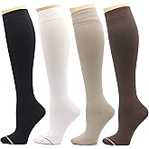 4 Pairs Pack Women's Dr. Motion Graduated Compression Knee High Socks