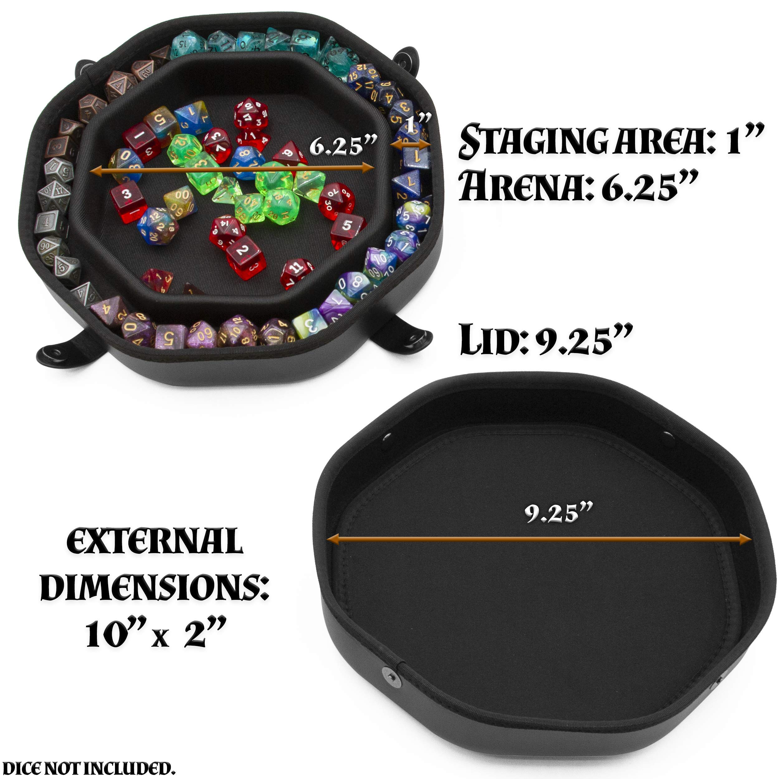 CASEMATIX Dice Tray and Dice Storage Case for Up to 115 RPG Dice - Dice Tray for Rolling with Magnetic Snaps, Embossed Dragon Design and Non-Scratch Interior for Random Rolls Dice Protection