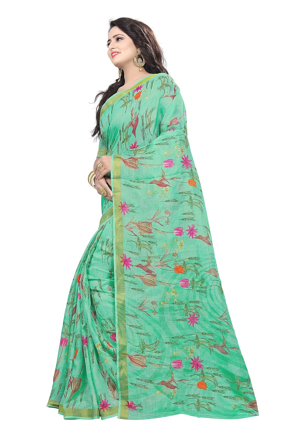 trundz women's khadi cotton saree (n552, multicolour, free size)