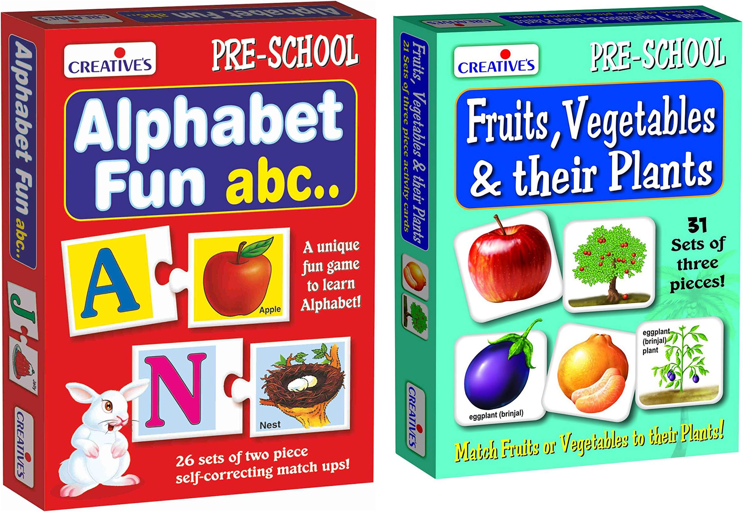 Creative Educational Aids P. Ltd. Alphabet Fun ABC & Fruits, Vegetables and Their Plants Combo