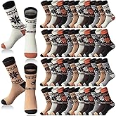 Hicarer 50Pairs Winter Vintage Socks Bulk, Warm Wool Thick Knit Thermal Socks for Women Men Christmas Gifts