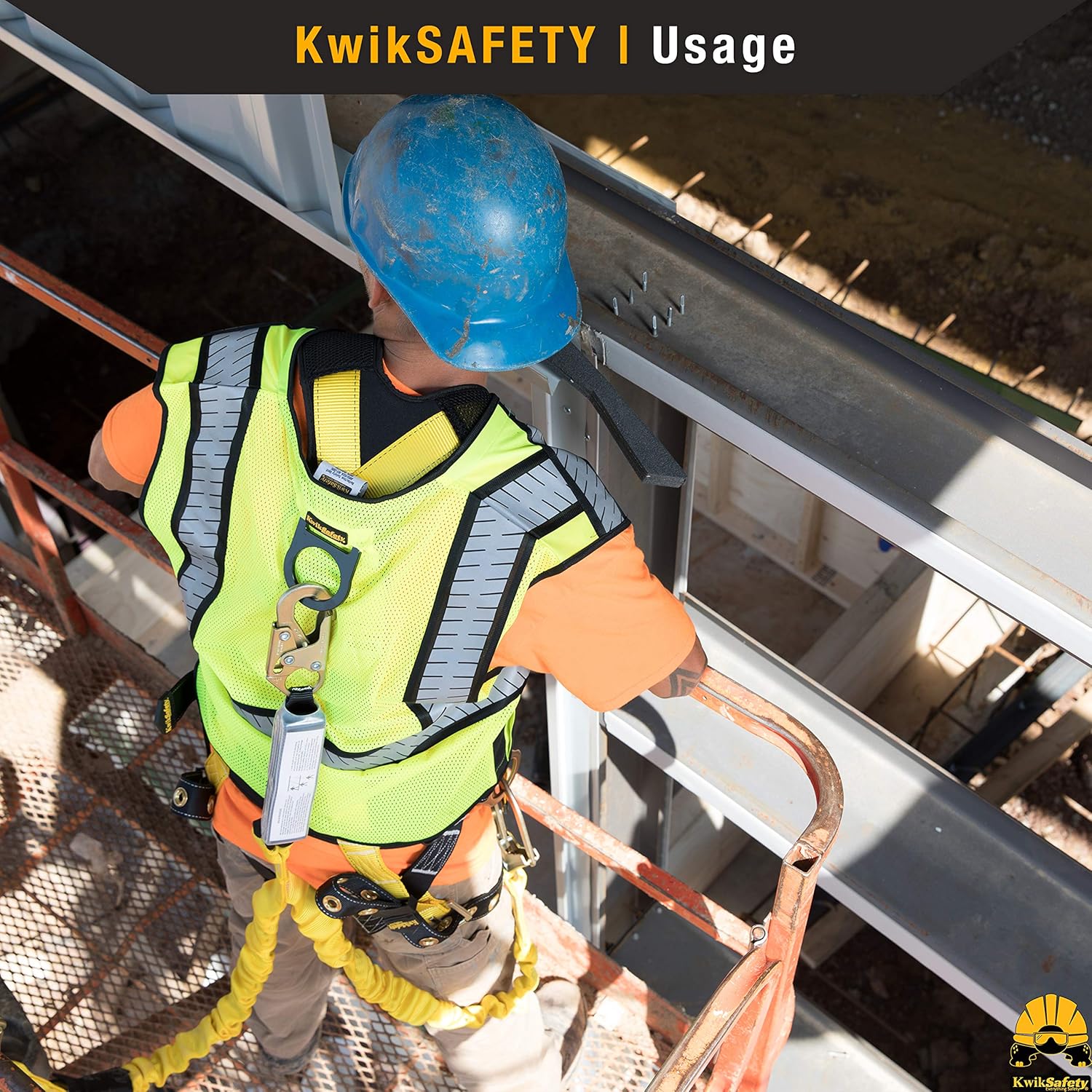 KwikSafety (Charlotte, NC) PYTHON | Double Leg 6ft Tubular Stretch Safety Lanyard | OSHA ANSI Fall Protection | EXTERNAL Shock Absorber | Construction Arborist Roofing | Snap & Rebar Hook Connector - - 