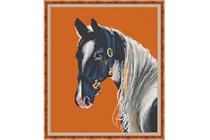 Bilrost Cross Stitch Kits for Beginners Cross Stitch Needlepoint Kits for Adults Stamped Cross Stitch Kits for Adults DIY 14CT Embroidery Patterns Stitches Kit-Horse 12.2x13.78 inch