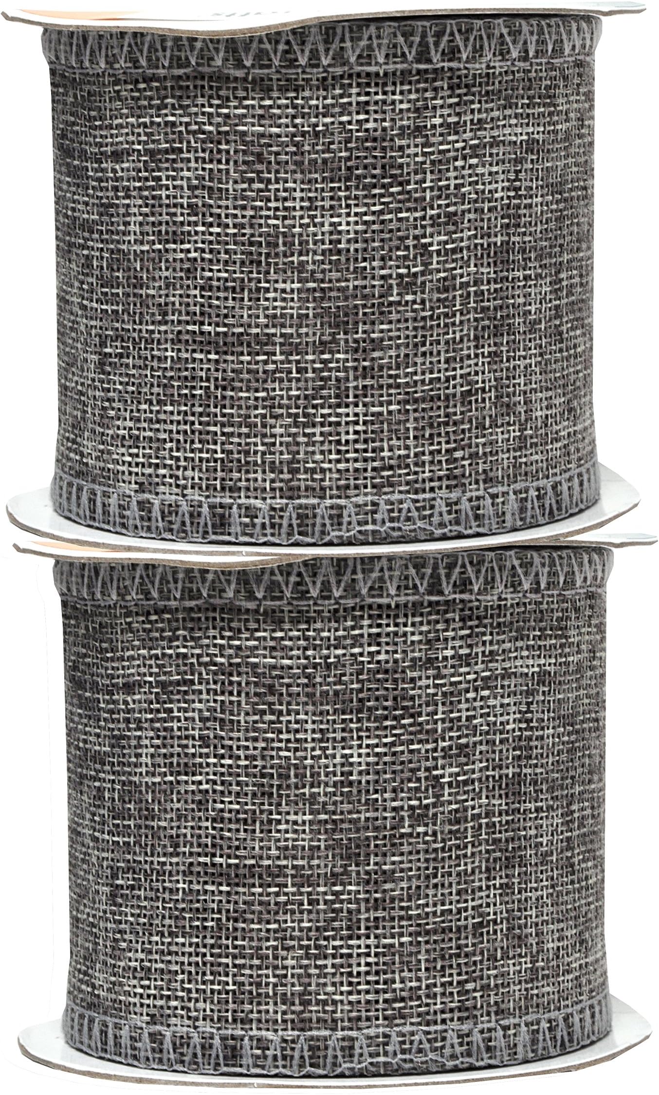 Gray Burlap Ribbon 3 Inch 2 Rolls 20 Yards Unwired Rustic Jute Ribbon for Crafts, Mason Jars, Weddings, Party Decoration; by Mandala Crafts