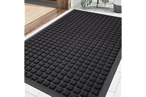Smiry Front Door Mat Outside Entrance, Heavy Duty Natural Rubber Doormat, Non Slip, Trap Dirt and Moisture, Easy Clean, Low Profile Welcome Floor Mats for Indoor Outdoor Entry, 29.5x17 Inch, Black
