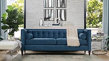 Amazon Com Jennifer Taylor Home Sofa Satin Teal Velvet Hand