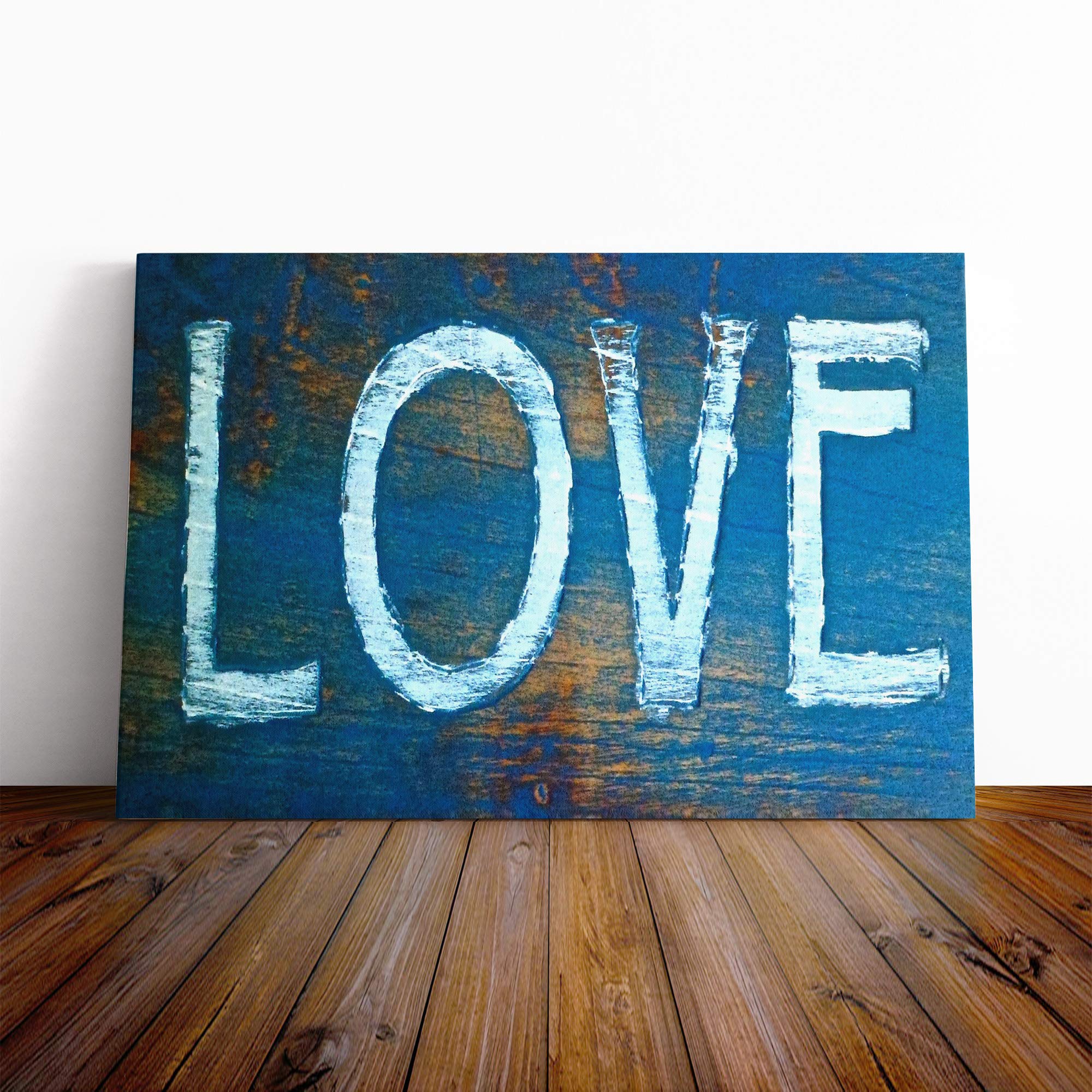 Wooden Love Sign Canvas Print | Gallery Wrapped 30mm Frame Wall Art | 20x14 inches | Ready to Hang | Modern Picture | Living Room Bedroom Lounge Office