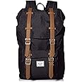 Herschel Little America Laptop Backpack, Black/Tan Synthetic Leather, Classic 25.0L