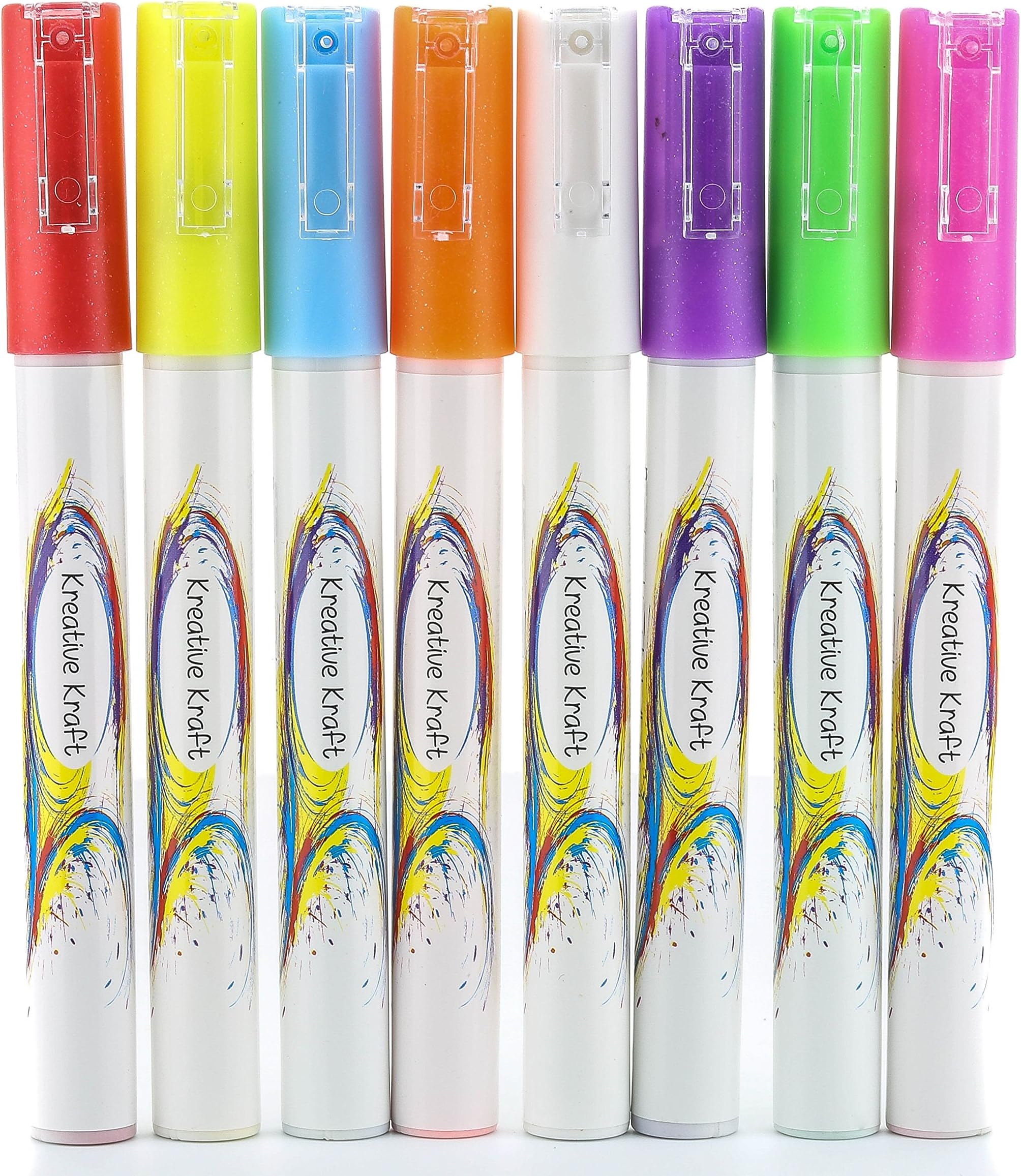 Fluorencent Neon Liquid Chalk Marker Pen Liquid Chalk Pens for Glass, Mirror, Window, Blackboards, Acrylic, Shiny, Menu Boards and Metal Plant Pots, Gardening, Ideal Gift for Creative Artists Ink Liquid Chalk Wet Wipe Marker Pens – Pack of 8 – Spicy To Your Christmas Decorations with these great value 3 mm or 6 mm Revesible NIB Liquid Chalk Markers, Green/Orange/Pink/Red/White, 3 mm
