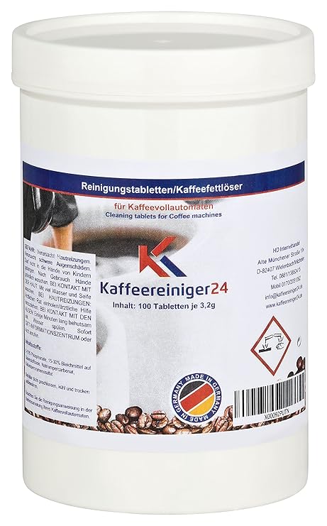 K Kaffeereiniger24 I 100 Reinigungstabletten für Kaffeevollautomaten je 3,2g - Hochwertige Reinigungstabs geeignet für Jura, 