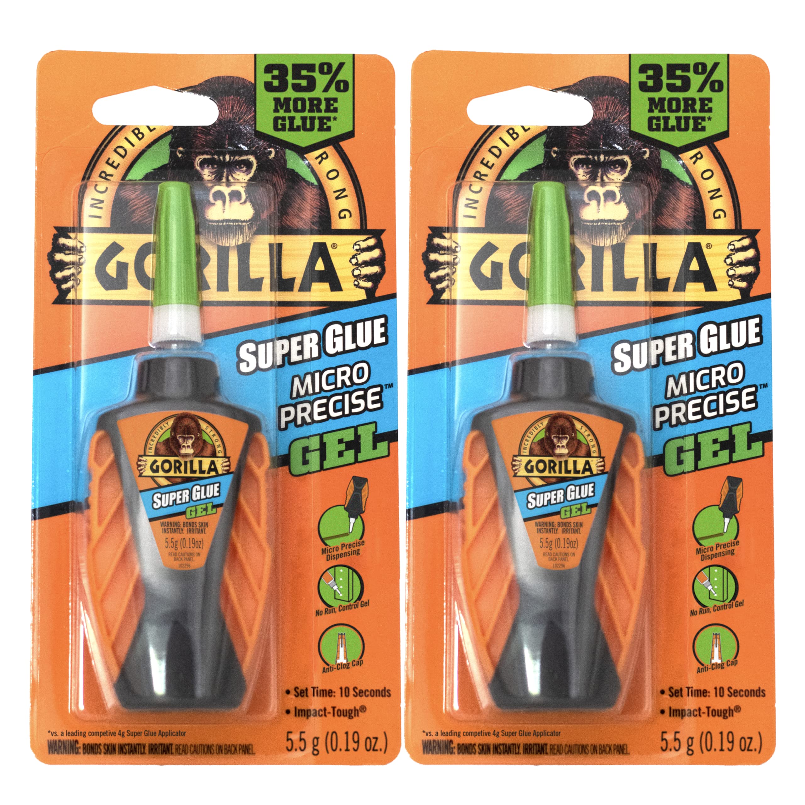 Photo 1 of ***PARTIAL SET/ ONLY1*** Gorilla Micro Precise Super Glue Gel, Cyanoacrylate Glue, Fast Setting, Precise Dispensing Tool, Anti-Clog Cap, Clear, 5.5g, (Pack of 2)