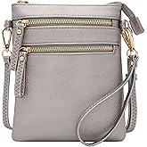 Solene Small Crossbody Bag for Women, Multi Zip Pockets with Detachable Wristlet, Lightweight Travel Purse, Cell Phone Pouch